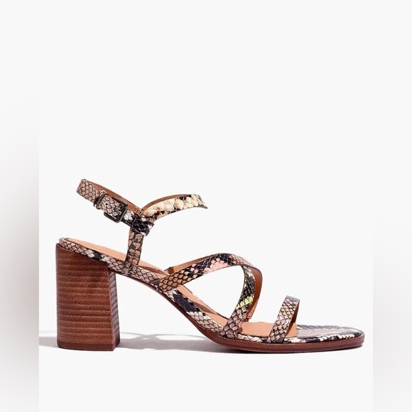 Madewell The Edie Sandal in Snake Embossed Leather 8 - Picture 3 of 11